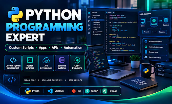 do custom python programming, scraping, automation, api and backend development