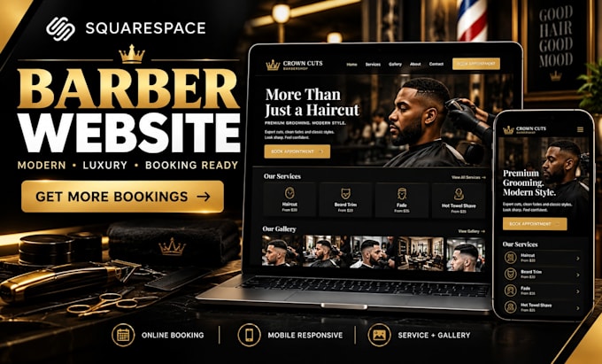 design a squarespace barber website with online booking