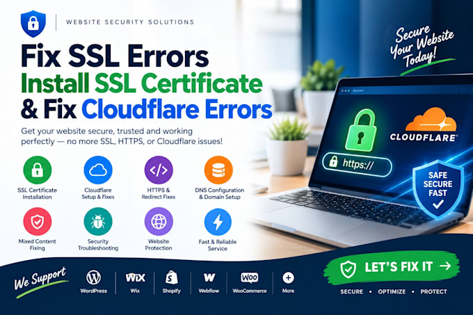 fix SSL errors and install SSL certificate on any website fix cloudflare errors
