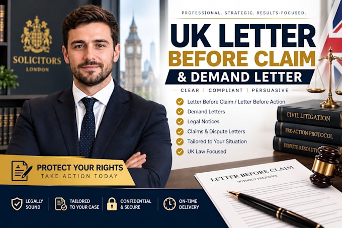 draft a UK solicitor letter before claim and demand letter