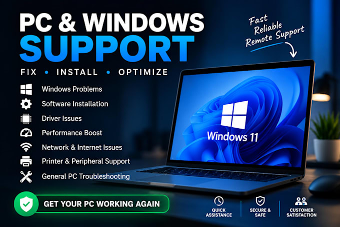 remotely fix PC, windows, software and computer problems