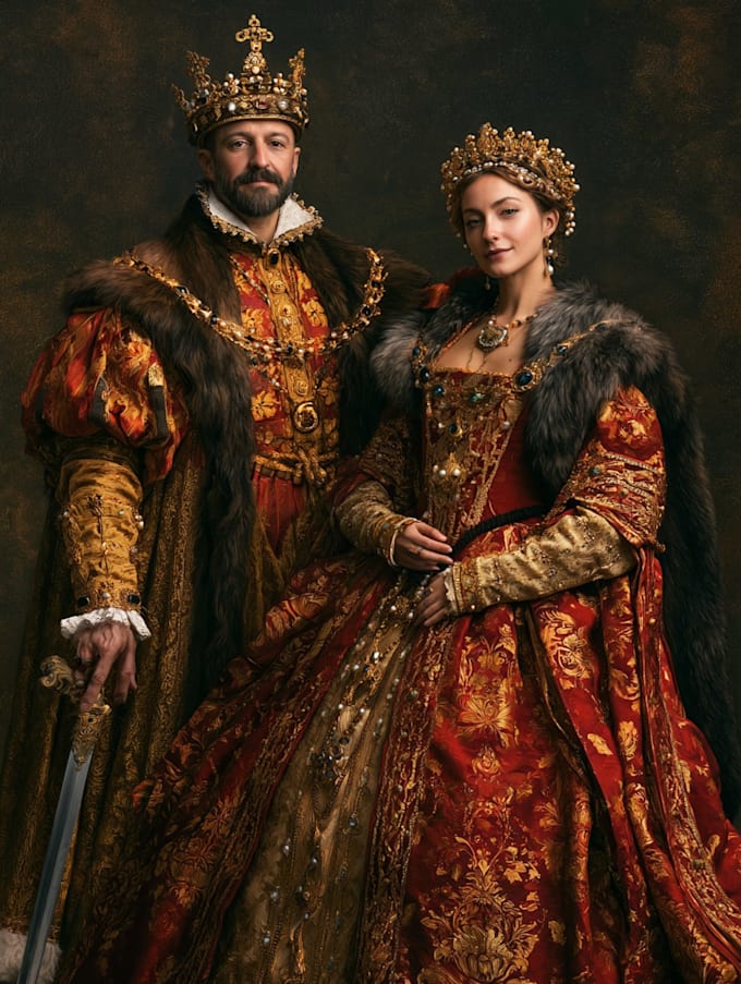 illustrate awesome royal couple portrait