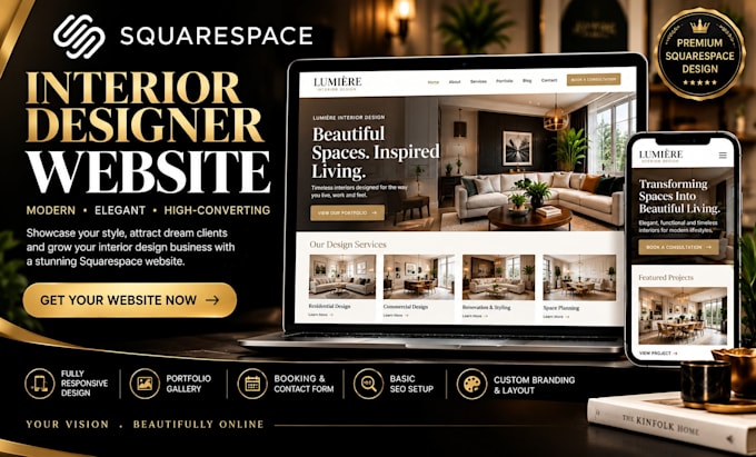 design a squarespace interior designer website and portfolio