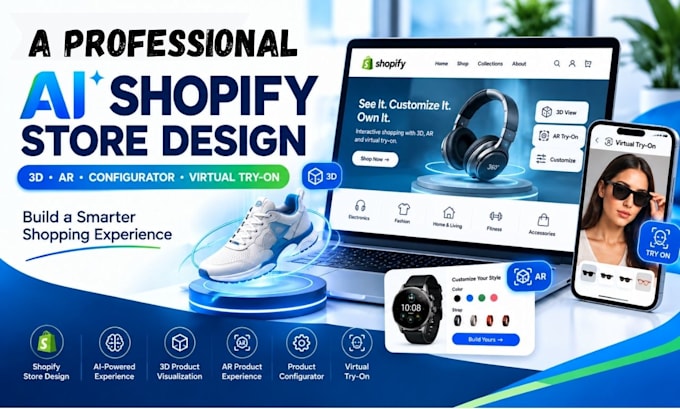 build an ai dropshipping store, with 2d,3d ar configurator, visual try on store