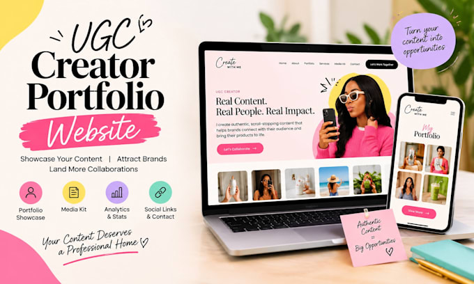 design ugc portfolio website in canva, media kit, rate card