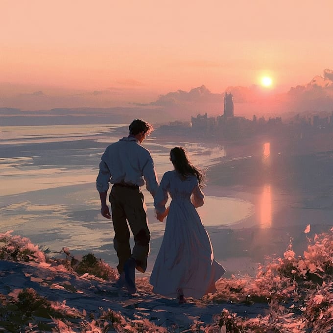 design romantic book cover with art