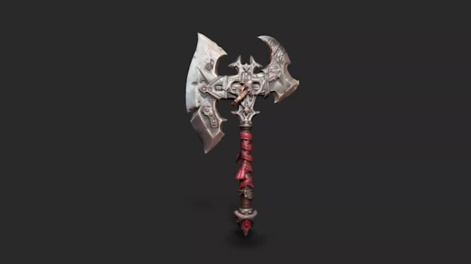 sculpt axe game ready,fantasy weapon model, optimized 3d assets,low poly,ue5 rig