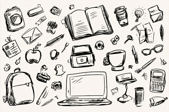 do cute doodle illustrations for stickers, website, icons