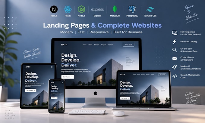 design a responsive landing page or custom website