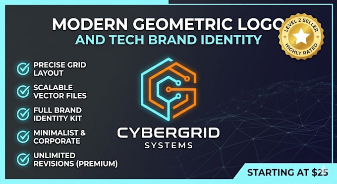 design modern geometric logo and tech brand identity