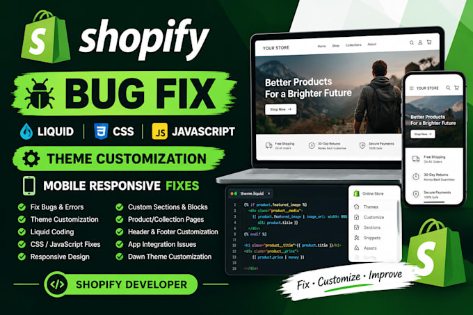 fix shopify bugs, liquid, CSS, javascript and theme issues