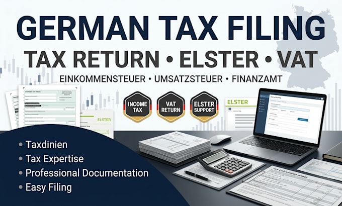 prepare german tax return, einkommensteuer and elster filing