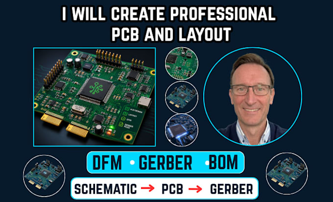 create professional pcb design, layout, dfm, gerber and bom