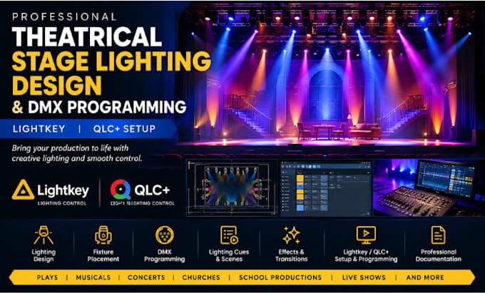 do theatrical stage lighting design and program dmx lighting lightkey qlc setup