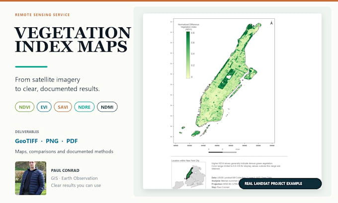 create ndvi and vegetation index maps from satellite imagery