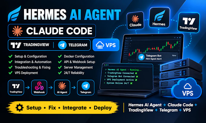 setup hermes ai agent claude code tradingview and telegram bot hostinger userbot
