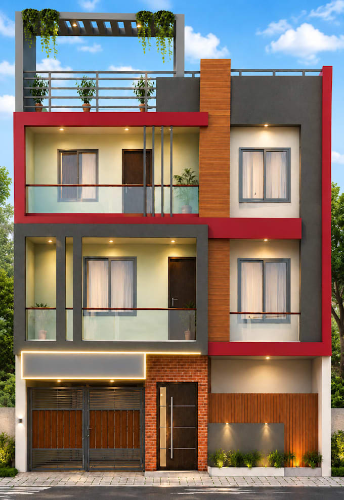 design realistic ai enhanced 3d house elevation
