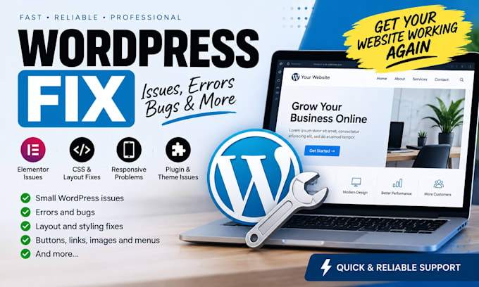 fix wordpress issues errors bugs and small website problems