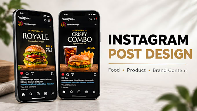 design instagram posts for food, product and business brands