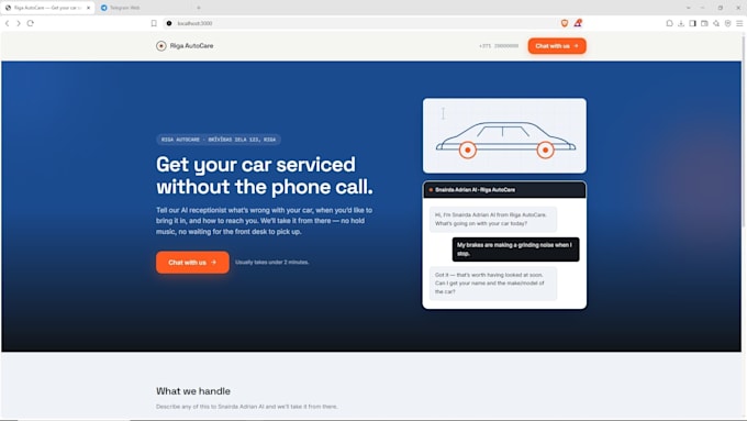 build a small business website with an ai chatbot receptionist