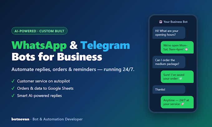 create a whatsapp or tlegram chetbot to automate