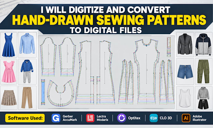 igitize and convert hand drawn sewing patterns to digital files