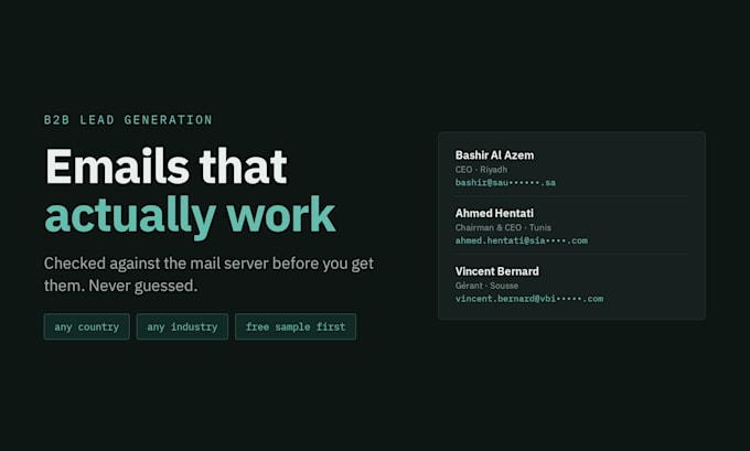 do b2b lead generation with verified emails for any country