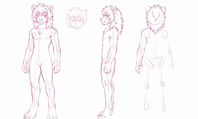 draw a custom furry reference sheet and fursona character design