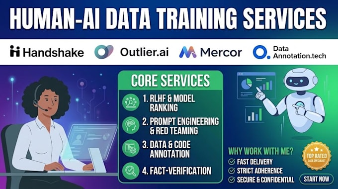 do data annotation, ai model training on handshake, outlier, mercor, and oneform