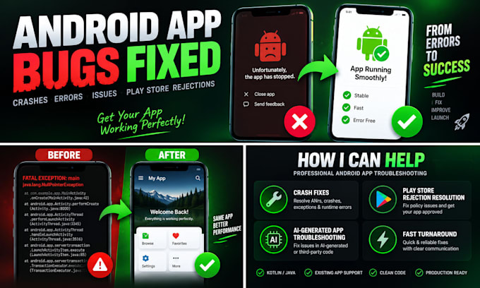 fix bugs, crashes and google play rejections in your android app