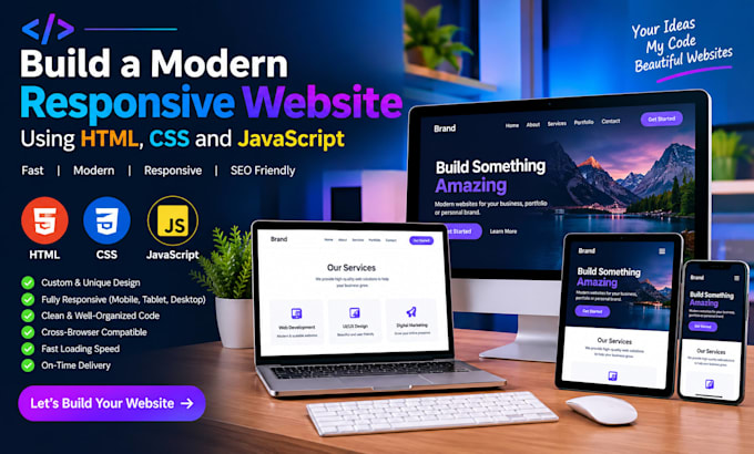build a modern responsive website using HTML CSS and javascript