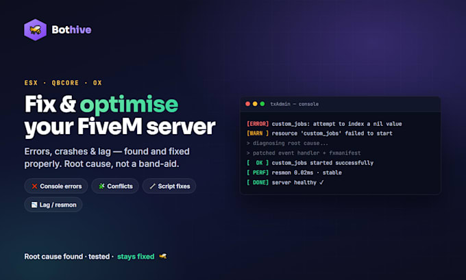 fix errors and optimize your fivem server or scripts