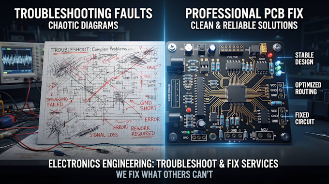 review troubleshoot and fix your pcb schematic,  layout design, redesign pcb