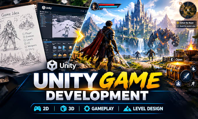 develop your unity game with gameplay, levels and mechanics