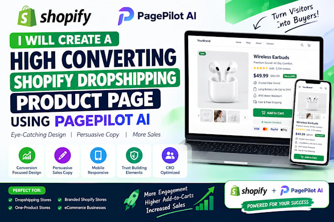 create a high converting shopify dropshipping product page using pagepilot ai