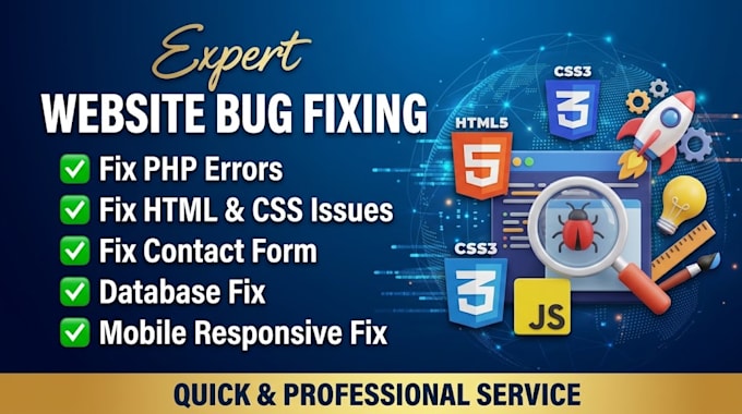 fix HTML CSS javascript bugs and customize your website