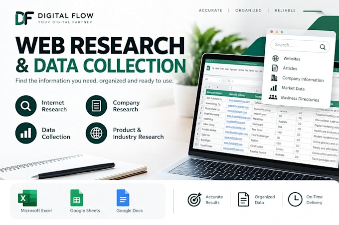 do professional web research data collection and internet research