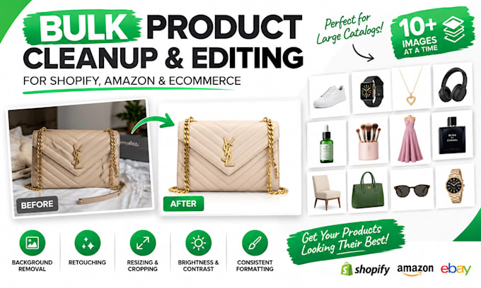 bulk product cleanup and editing for shopify, amazon and ecommerce