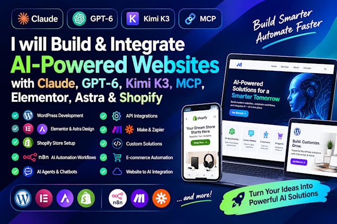 claude wordpress website elementor mcp kimi k3 website shopify claude gpt 6astra
