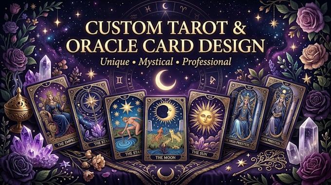 design a professional tarot or oracle card deck