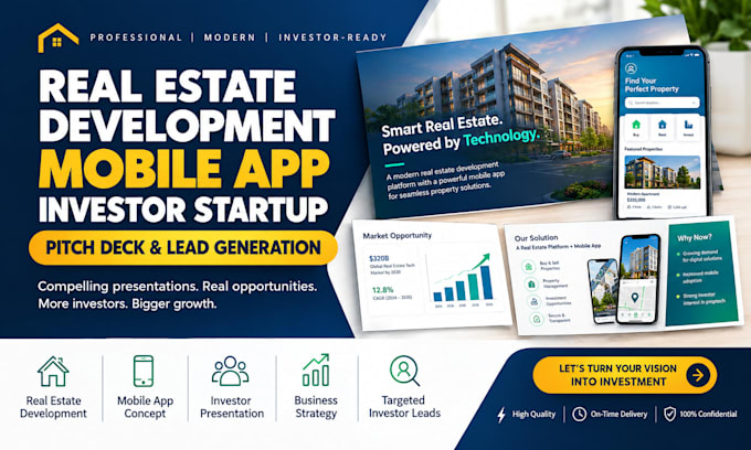 real estate development mobile app investor startup pitch deck lead generation