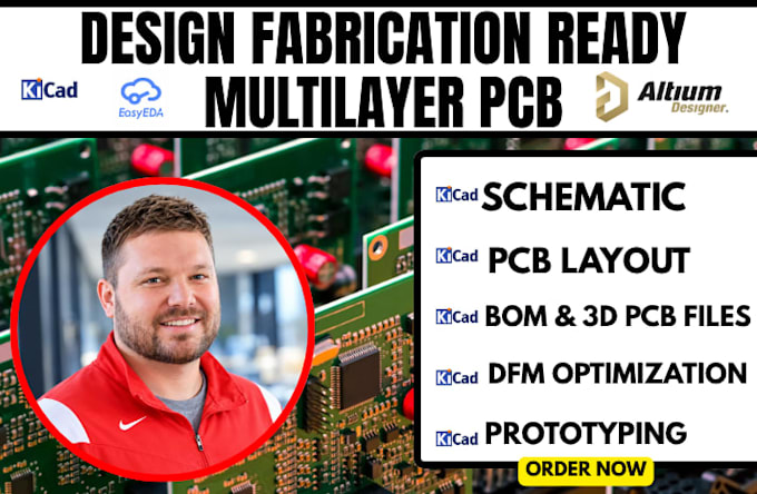 design and fix pcb schematic board layout, multilayer pcb, iot altium designer