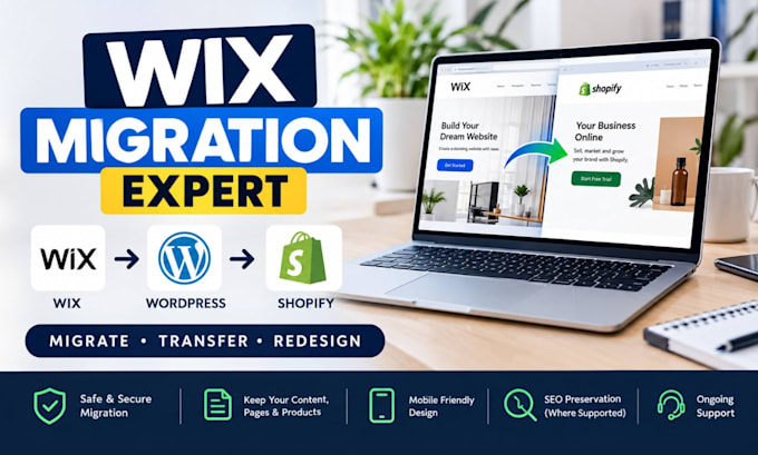 migrate wix website to shopify or wordpress website to shopify