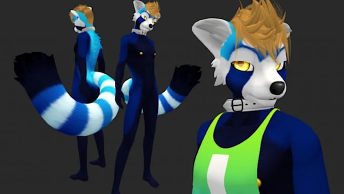 do custom vrchat avatar, furry avatar, nsfw avatar and 3d vtuber model