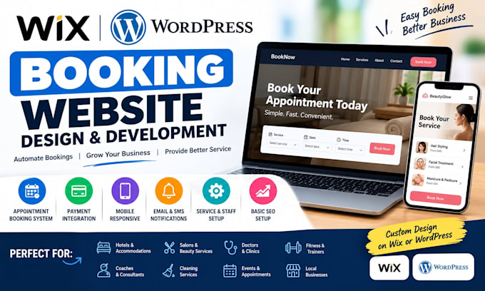 create wix booking website or wordpress booking website and appointment website