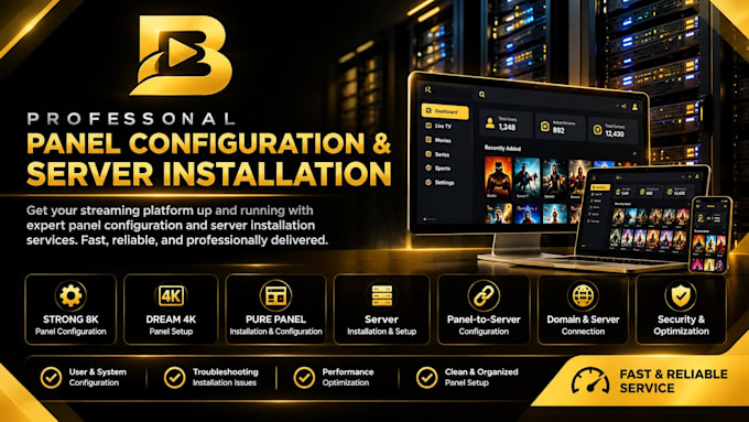 configure your panel stron8k, dream 4k, pure panel, and server installation