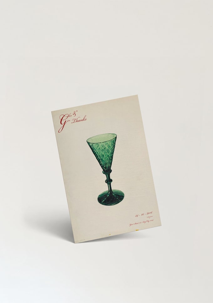 personalize your invitation card wine glass design