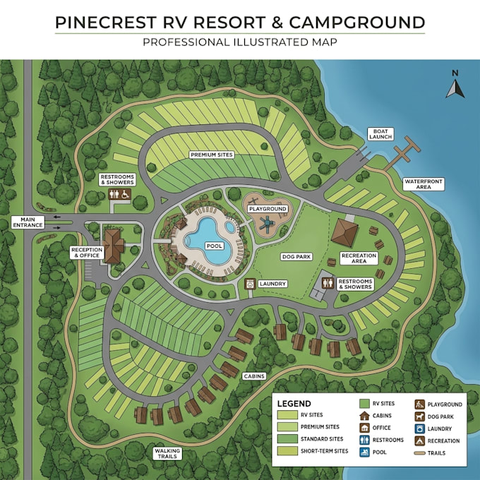 design a custom rv park, campground, and caravan park map