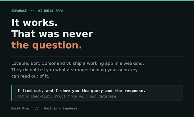 security check your lovable or bolt supabase app before you launch