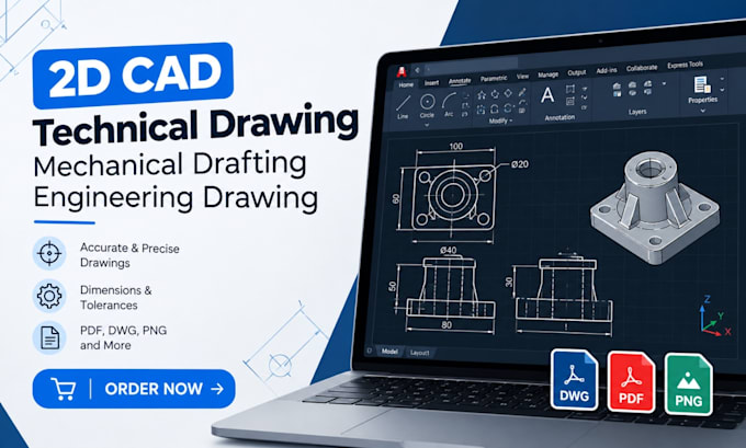 2d cad technical drawing, 3d cad design mechanical drafting, engineering drawing